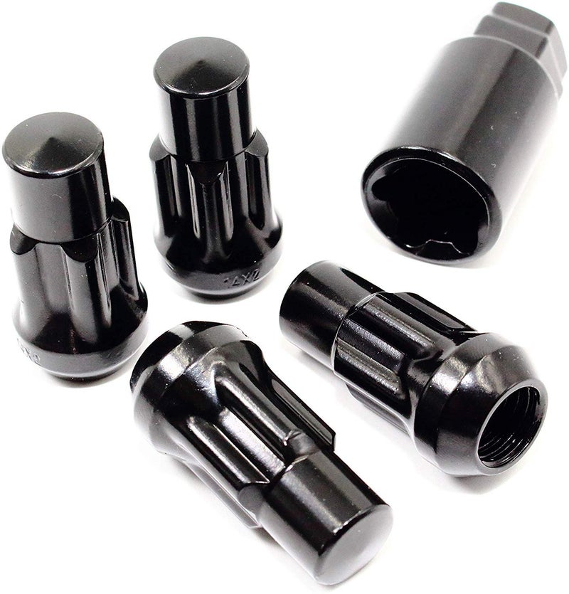 Veritek Performance Set of 4 14x1.5 Veritek Black Acorn Bulge Tuner 1.75 Inch Security Wheel Locks for Buick Cadillac Chevy Ford GMC Jeep Nissan Toyota Aftermarket Custom Wheels SUV Truck - Image 1